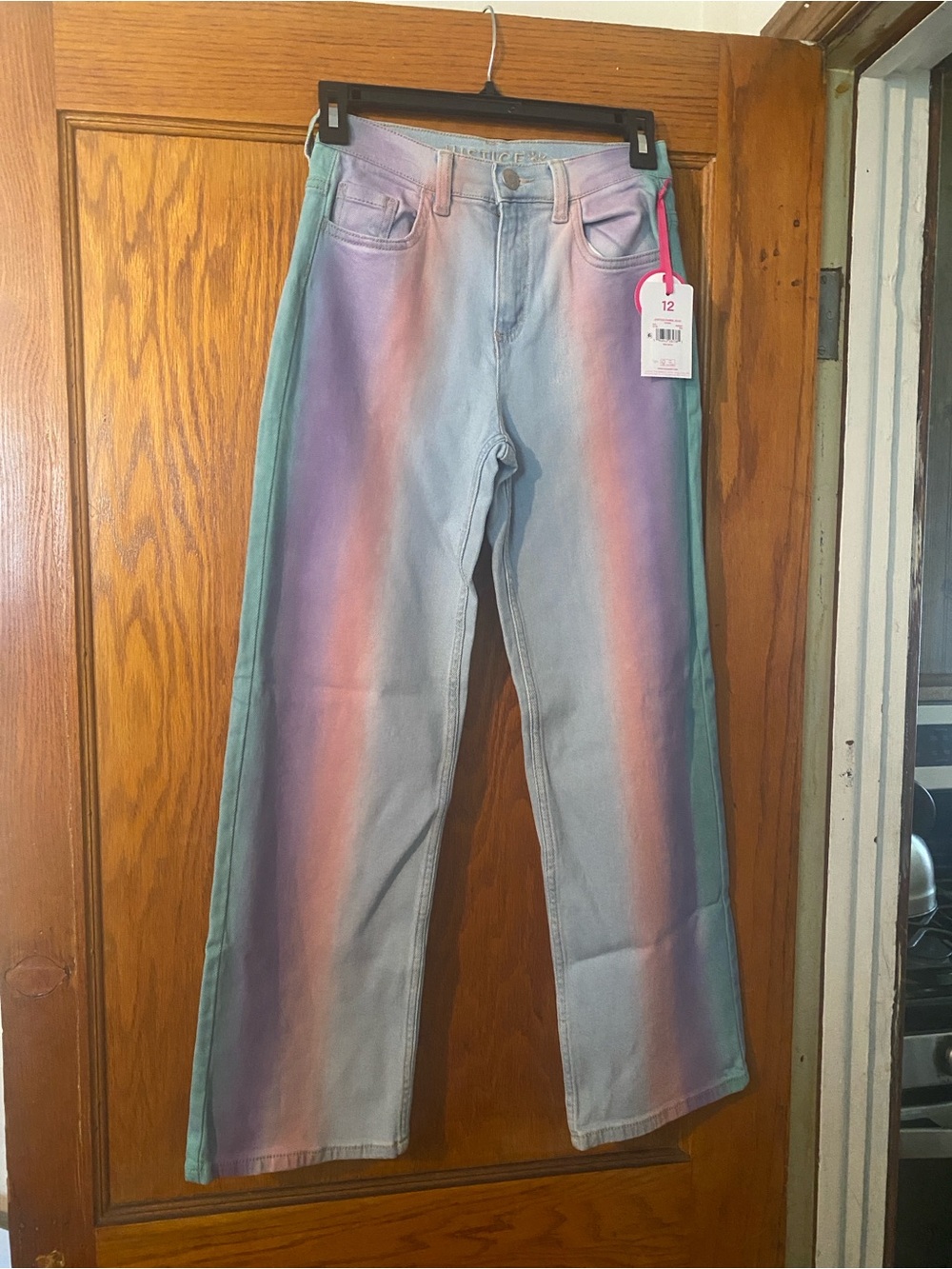Justice Pastel Ombre Straight-Leg Jeans - Lavender, Peach, Aqua